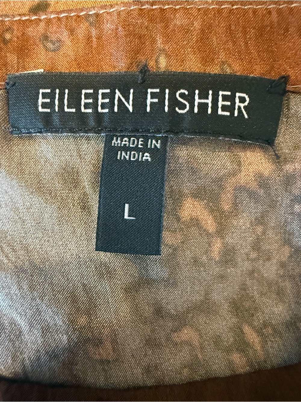Eileen Fisher Silk Abstract Print Watercolor Boxy Fit Top Size L - Picture 4 of 5